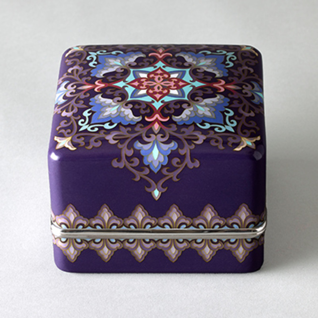 Wired Cloisonne Square Shosoin Pattern Jewelry Box | ANDO