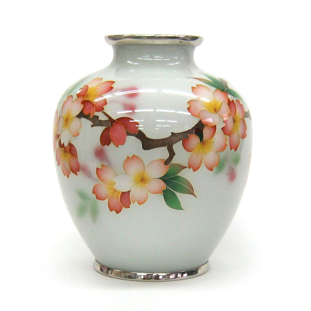 有線玉形玉釉桜花瓶