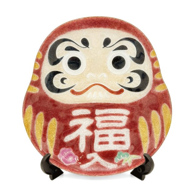 銀彩変形ダルマ飾皿