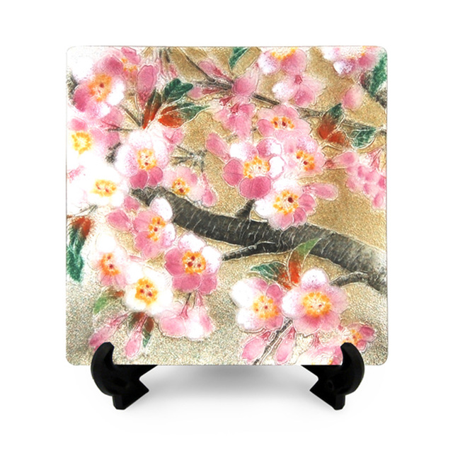 銀彩桜飾皿