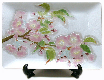 銀彩桜飾皿