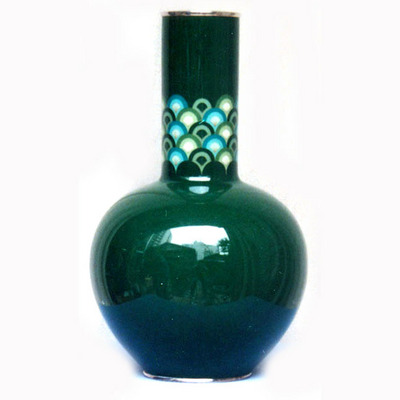 直口形濃緑青海波花瓶