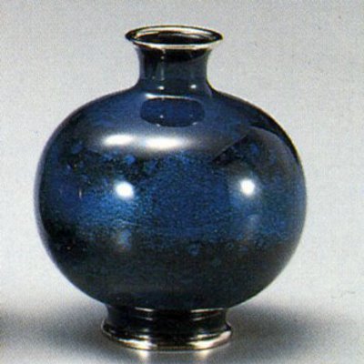 玉形抽象銀箔散花瓶