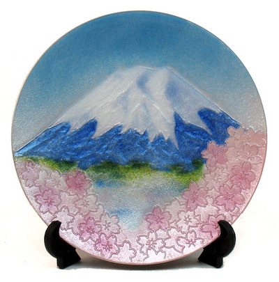 銀彩富士桜飾皿