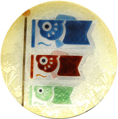 Ginsai (silvered) Cloisonne Plate with Boy’s Festival Patterns
