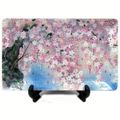 銀彩桜飾皿
