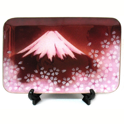 銀彩富士桜飾皿